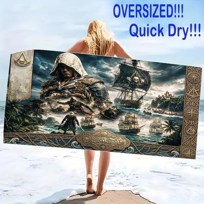 Class Game Print Beach Towel, Large Soft Quick Dry Towel for Beach Camping Swimming