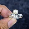 Pearl Gemstone Handmade 925 Sterling Silver Jewelry Ring Size 11.5 MM-3429
