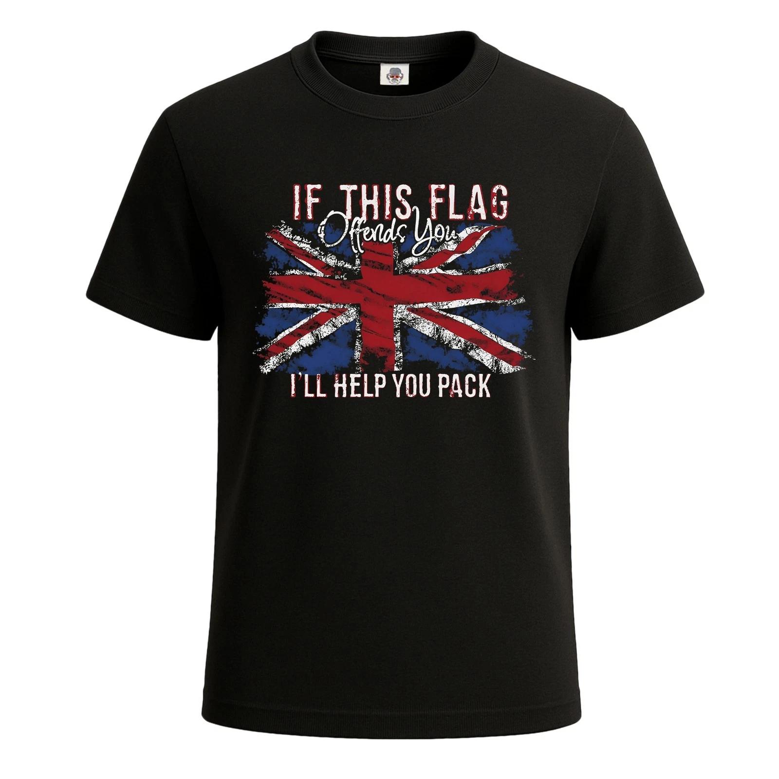 

If This Flag Offends You Union Jack Britain T-Shirt For Mens Novelty UK Tee Top XL