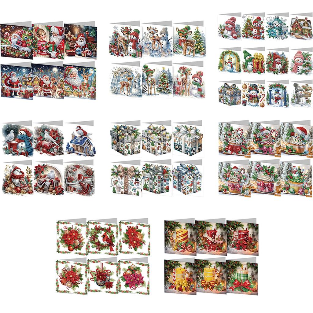 6PCS DIY Diamond Painting Greeting Card Set Rhinestone Diamond Art Mosaic Postcards Thank You Cards and Holiday Blessings