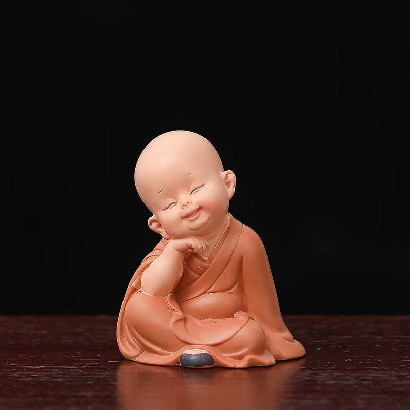 Resin Cute little monk sculptures and figurines Home, Room Car, Office,  Table decoration and accessories Wealth Luck Decor