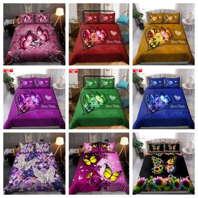 Tmarc Tee Customized Name Butterfly Beautiful Color Bed Set Cover Comforter Cover Set