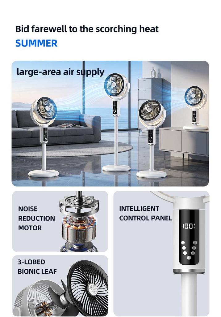 New Air Circulation Multifunctional Desktop & Vertical Digital Fan for Home & Dormitory Use