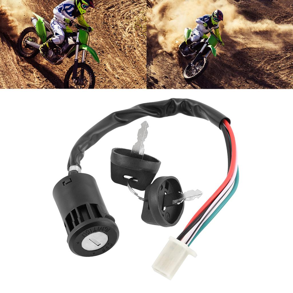 4 Wires Universal 2 Ignition Keys Start Switch Door Lock Key Motorcycle Accessories for ATV Go Kart Scrambling Motorbike