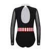 Kids Themed Party Halloween Costume Mock Neck Long Sleeve Bowknot Sequin Mesh Patchwork Bodysuit with Hair Hoop Faux Tail for Cosplay Stage