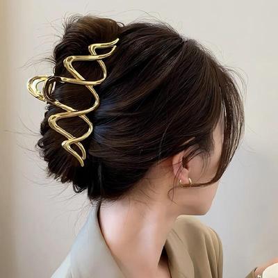 Elegant Korean Double Wave Metal Shark Hair Claw Clip