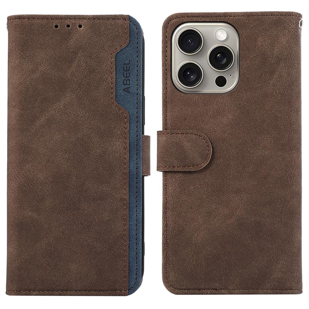 ABEEL For iPhone 16 Pro Max Leather Case RFID Blocking Anti-Scratch Wallet Phone Cover
