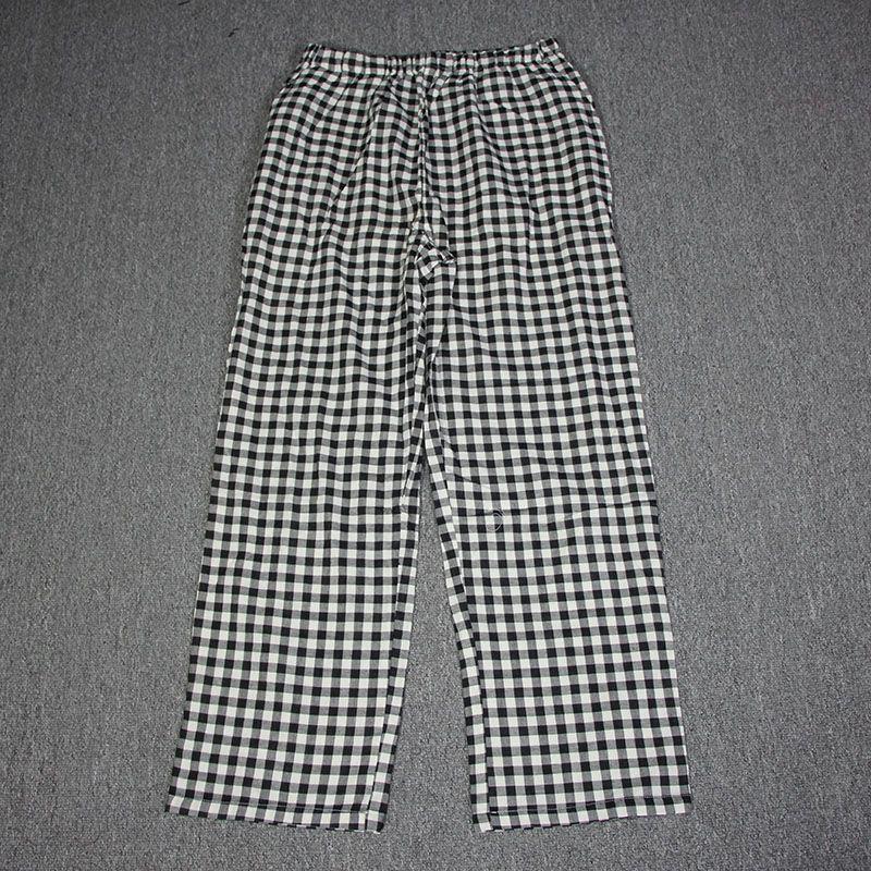 

Художественные тонкие мужские и женские брюки прямого кроя в японском стиле с эффектом потертости и клеткой гингем Black and white plaid L