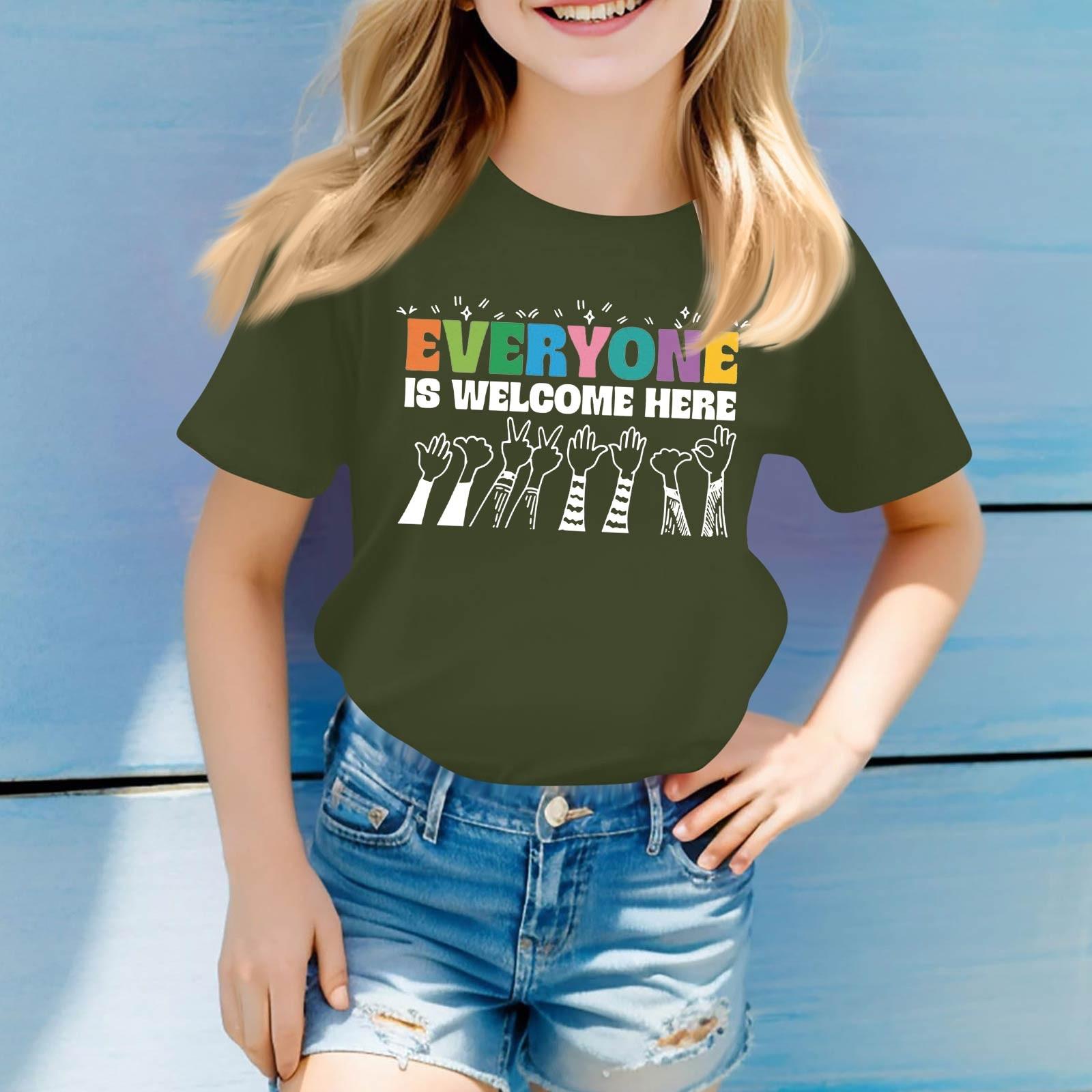 

Детский набивной короткий рукав круглый вырез повседневный удобный свободный легкий топ 100 армия зеленый