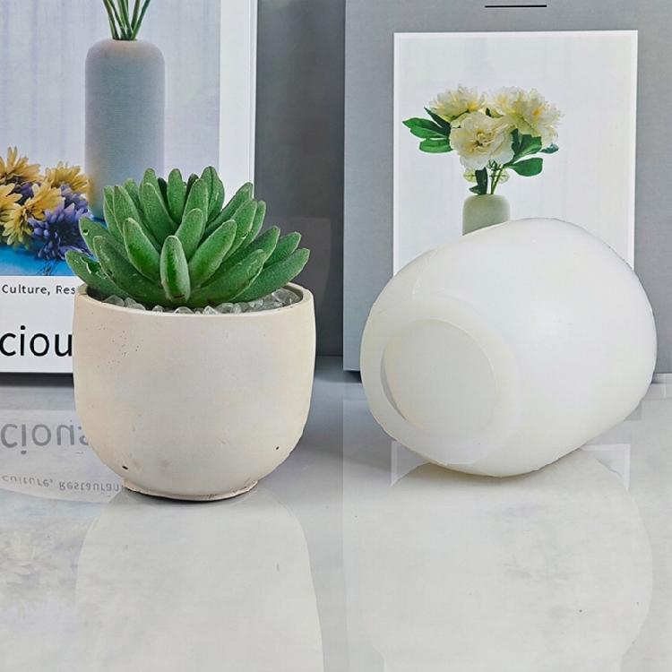 Round Gypsum Silicone Mold DIY Succulents Concrete Flower Pot Vase Cement Molds