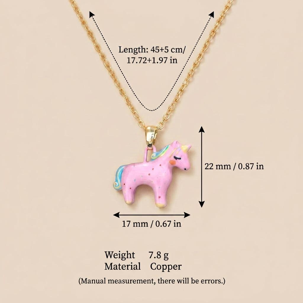 Pink Unicorn Necklace Gift Design Necklace Women s Copper Material Gold Plated 45cm