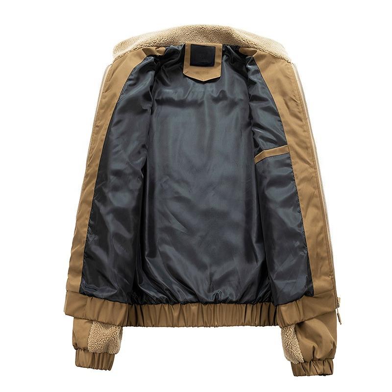 Trendy Young Men's Casual Lamb Wool Jacket Autumn Winter American Style Outerwear for Cross Border