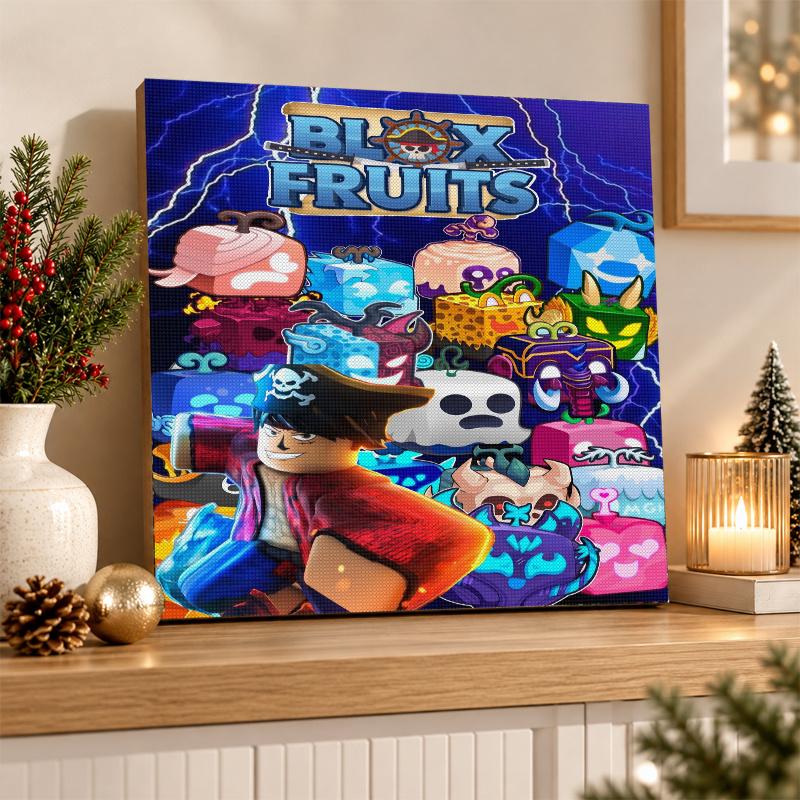 Blox Fruits Diamantmalerei Set 5D Vollbohrer DIY Diamantmosaik Wandkunst Heimdekoration