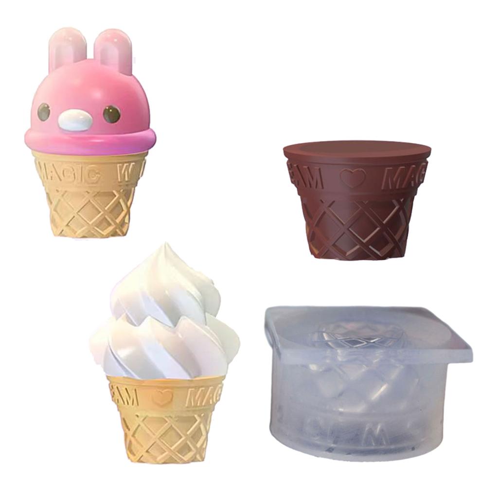 Handmade Cone Ice Cream Mold Rabbit Head Silicone Mold Baking Fondant Mold Chocolate Cake Decorating Tool Home Decors