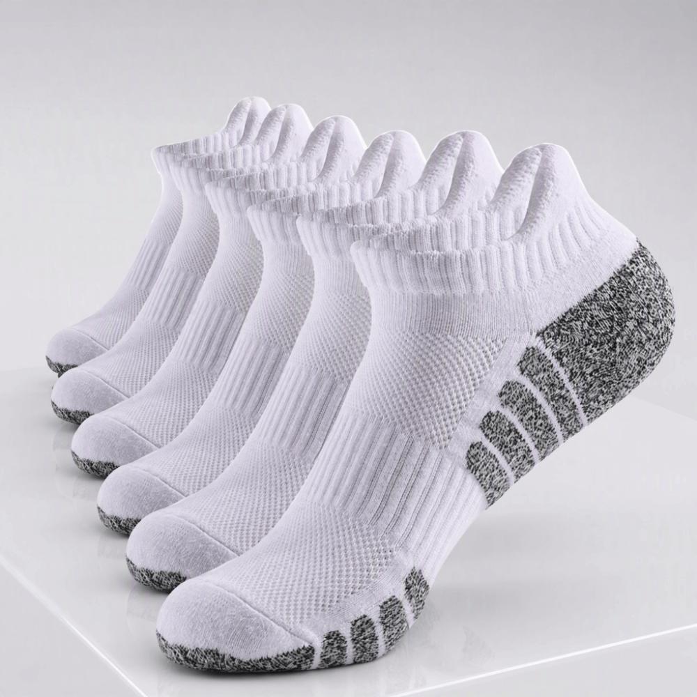6pcs Towel Bottom Running Sock White Dark Gray Athletic Sock New Sports Sock  Running