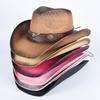 Pink Straw Sun Hat Women  Outdoor Western Cowboy Hats Black Vintage Summer Beach Panama Cowgirl Hat Jazz Cap Sombrero Hombre
