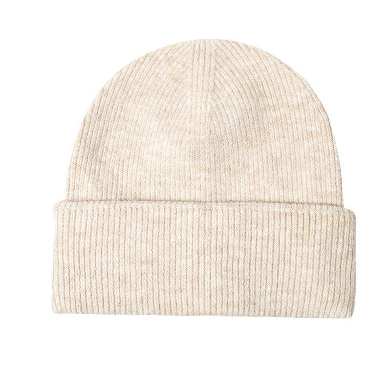 Wool knitted hat women's autumn and winter versatile warm big board showing face small casual men's ear protective wool hat