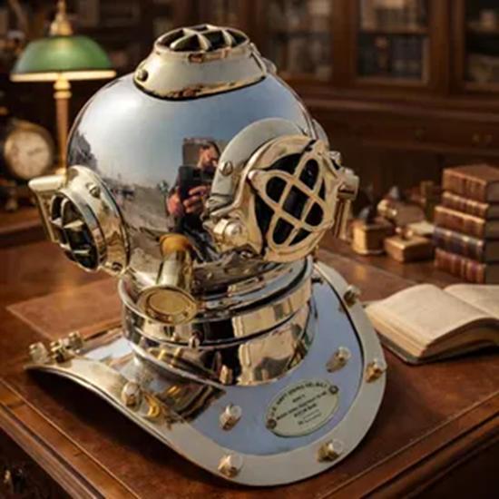 Diving Helmet Divers Helmet  Nautical Marine Decor Brass Finish Collectible Gift