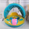 Baby Swim Ring with Sunshade, Toddler Inflatable Boat Float with Steering Wheel