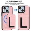 For iPhone 15 Plus Magnetic Case TPU + PU Leather Phone Back Cover with Detachable Card Holder