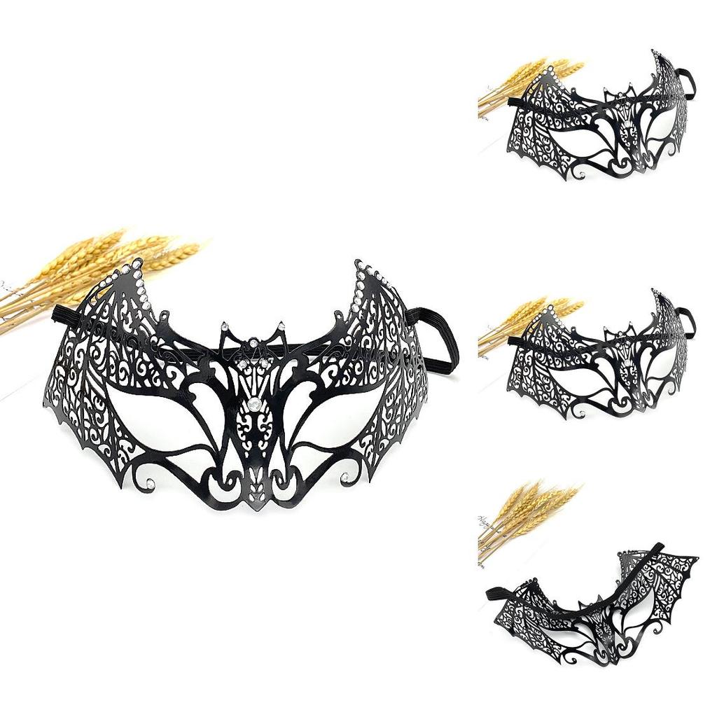 Elegant Black Metal Mask For Cosplay And Party Events With Sexy Halfface Design