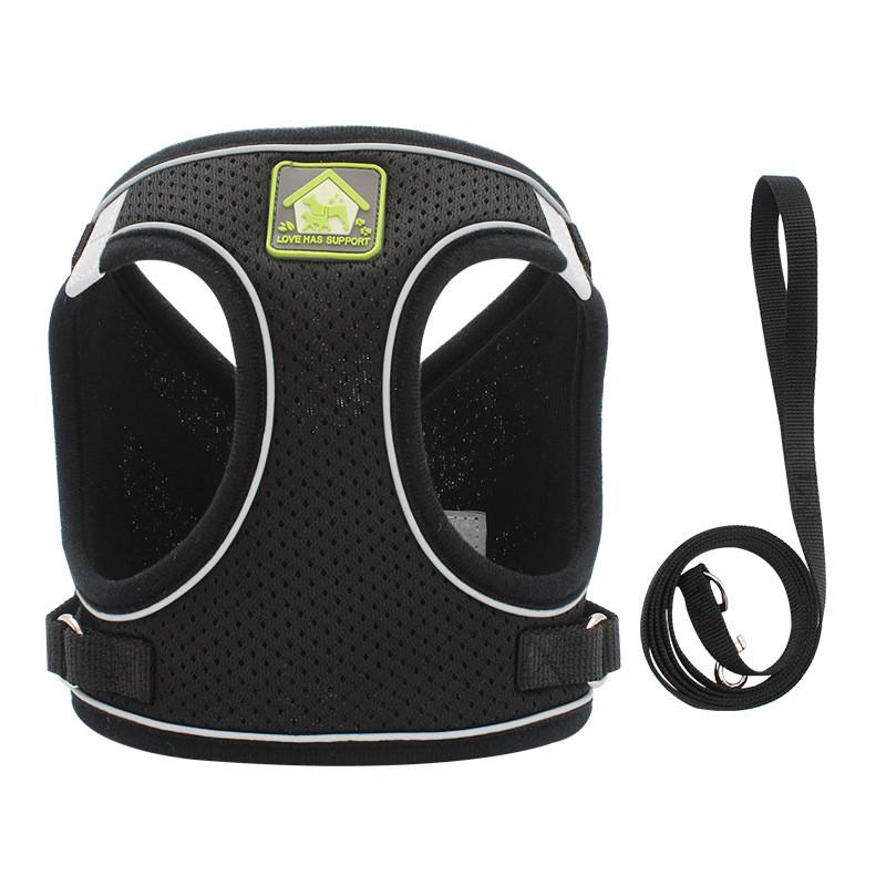 Reflective Pet Harness With Breathable Polyester Material And Adjustable Size For Walking And Training