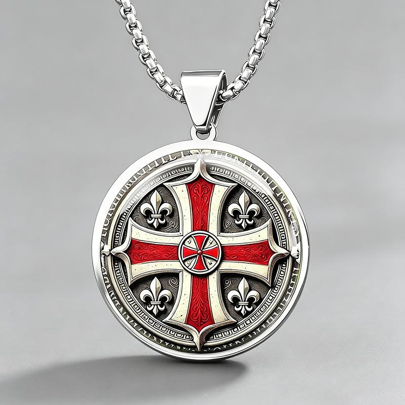 Men's Knights Templar Trendy Men's Faith Totem Accessories Anti-rust and Wear-resistant Necklace Pendant