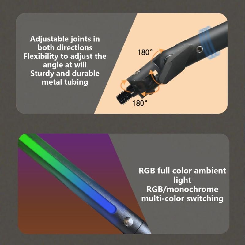 Drehbarer LED Mikrofonarmständer LED Schwenkarm Verstellbarer Mikrofonständer für Professionelle Aufnahme Heimstudio Rundfunk