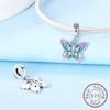 Copper Colorful Blue Purple Butterfly Charms Beads Jewellery Fit Original Bracelet For Women Diy Gifts