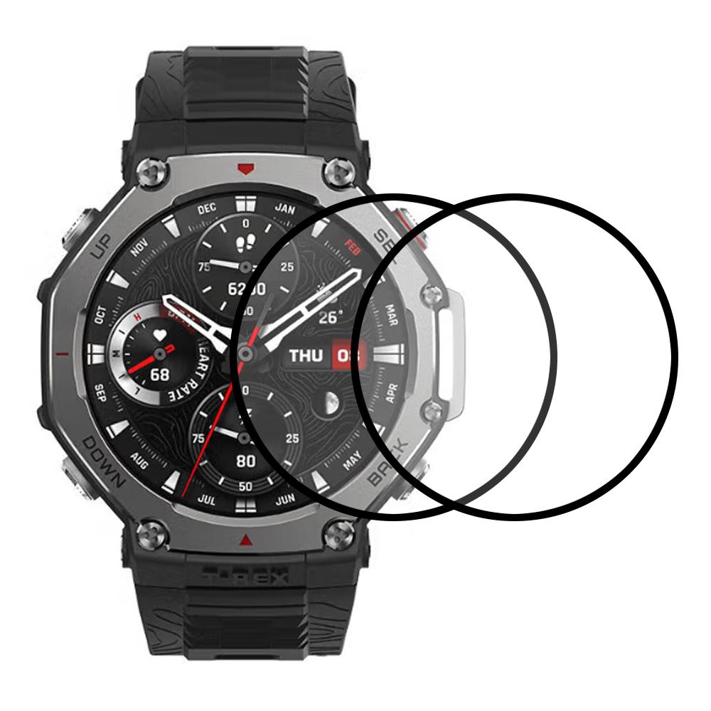 

2Pcs/Pack For Huami Amazfit T-Rex 3 Watch Screen Protector HD Clear PMMA Film (Black Edge) A
