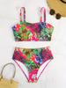 2025 Floral Plus Size Bikini Swimwear for Women - European & American Style Swimsuit