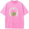 Music Forest Headset Men's Short-Sleeved  Washed T-Shirt 230g Cotton Bleached Tshirt Tops Fashion Loose Bleach T shirt