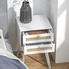 White Bedside Table Nightstand with 2 Drawers Cannage Style Small Side Table 40x40x60 cm