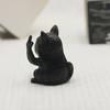 Middle Finger Cat Statue Sitting Black Cat Figurine Resin Animal