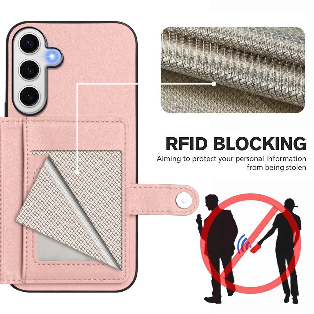 For Samsung Galaxy S24 FE Case RFID Blocking Card Holder Kickstand TPU + PU Leather Phone Back Cover