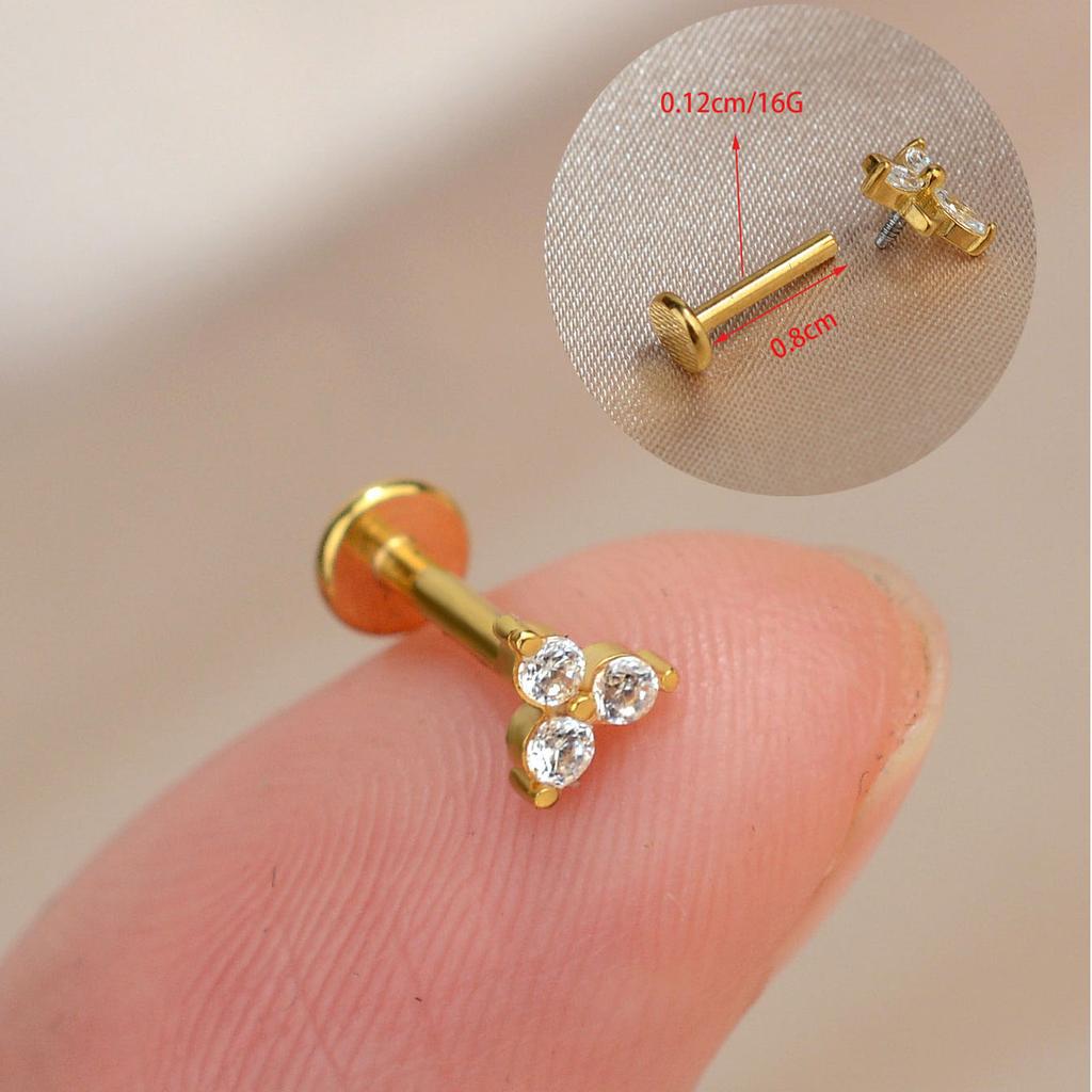 1PC Titanium Stainless Steel Earrings Tiny Butterfly Leaf Flat Rook Lobe Cartilage Snug Helix Couch Tragus Labre Piercing 16G
