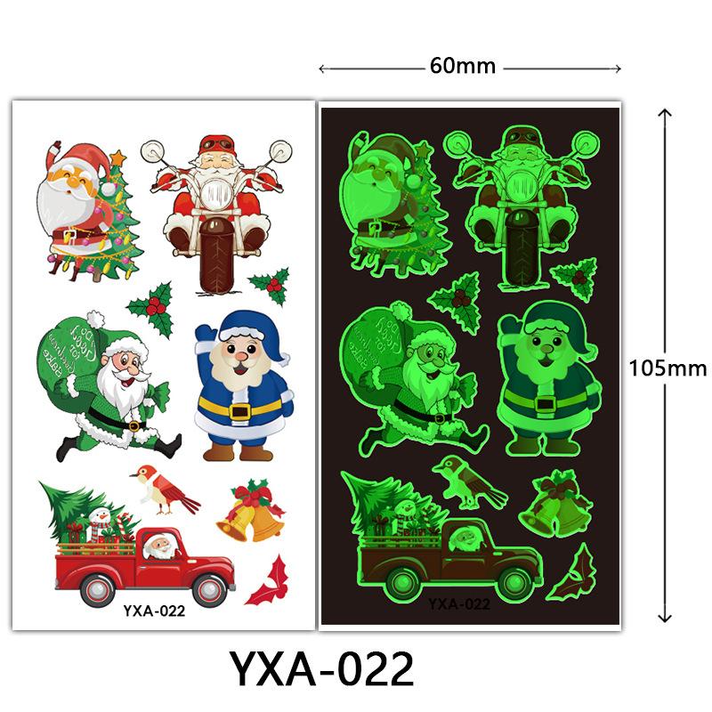 Christmas Luminous Tattoo Sticker Glowing Waterproof Sweat Cute Cartoon Holiday Party Temporary Sticker