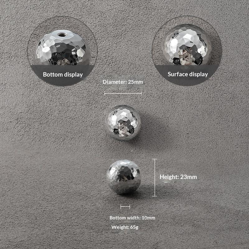 Brass Silver Ball Furniture Pull Handles Hand-Forged Hammer Cabinet Handles Door Drawer Knob Kitchen Wardrobe Cupboard Pulls