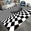 3D Optical Illusion Black White Grid Rug Living Room Office Modern Non-Slip Floor Mat Nordic Style