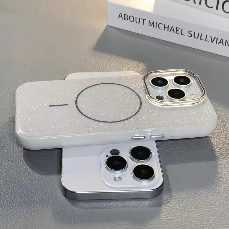 Luxury Glitter Bling For Magsafe Magnetic Case For iPhone 16 13 15 14 11 12 Pro Max Wireless Charge Silicone Shockproof Cover