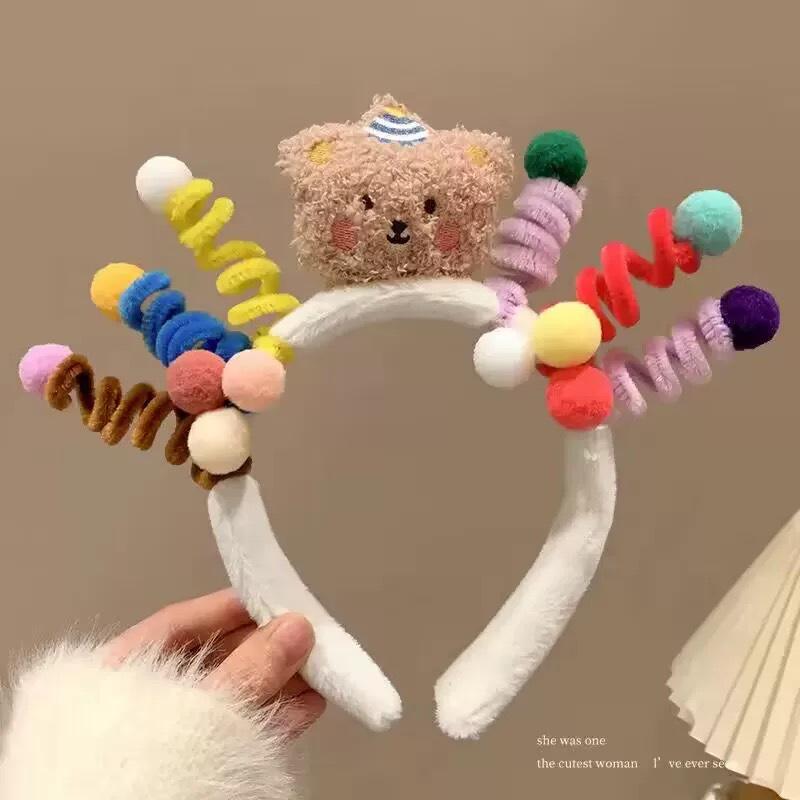 Cartoon Plush Headband: Cute Hair Accessory for Women & Kids, Perfect for Face Washing