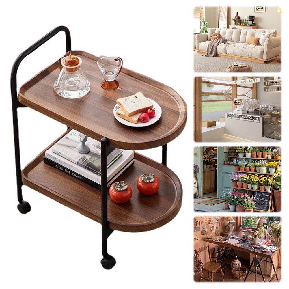 Walnut Wood Nordic Corner Table Large Capacity Elegant Coffee Table Wear Resist Storage Shelf for Reading Book Tea Vase