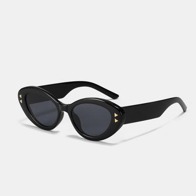 Round Glasses 23087 Triangular Rivets Oval Sunglasses Men'S Cat Eye Retro Sunglasses Women