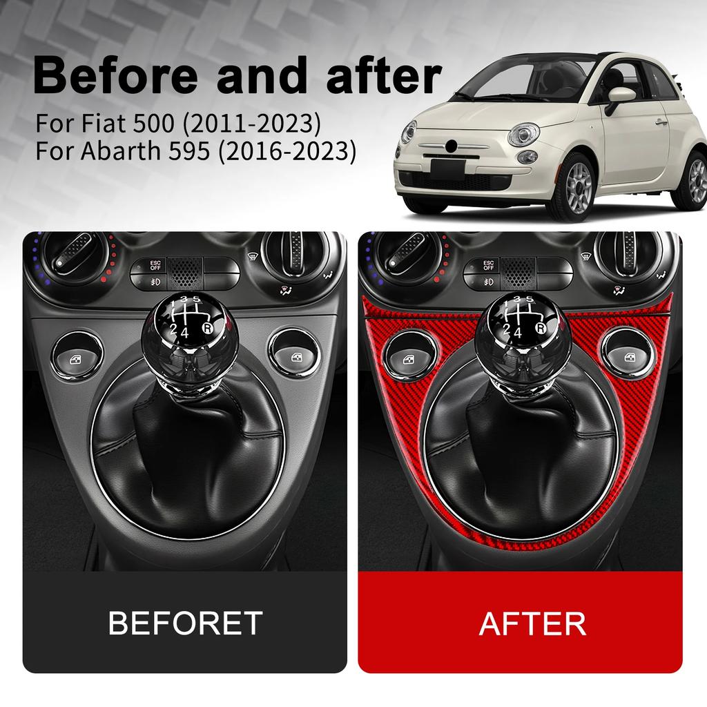 Soft Carbon Fiber For Fiat 500 2011-2023 500E 2012-2019 For Abarth 595/695/500C 2016-2024 LHD RHD Car Gear Shift Panel Trim