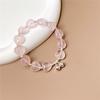 Wishing Your Dreams Come True with Peach Blossom Pink Crystal Heart Bell beads9Silver Bracelet for Female Friends, Unique and Exquisite for Summer