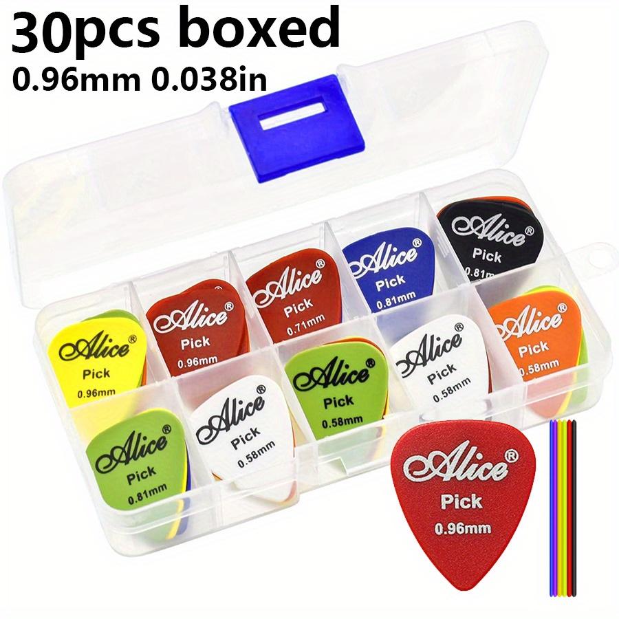 30pcs Alice Guitar Picks Set Varying Thickness from 0.58mm To 1.50mm Durable Plastic Picks with a Transparent Storage Case JXB