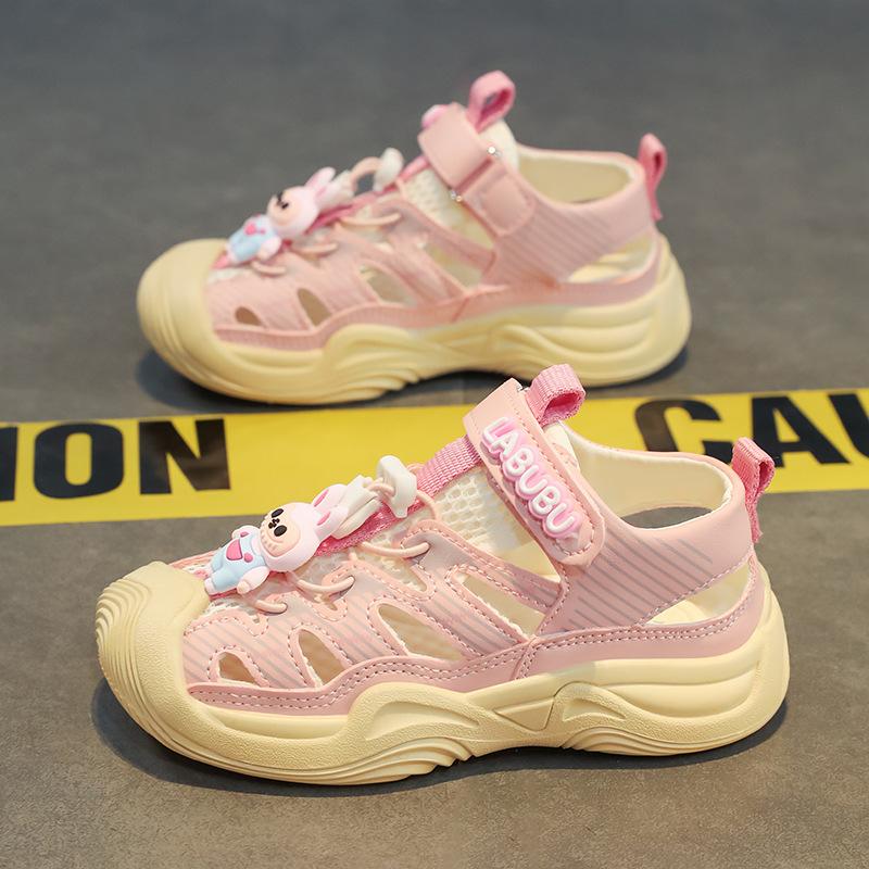 Children's Sports Sandals Baotou 2025 Summer New Classmates Girls Beach Shoes Girls Shoes Summer Hollow Shoes