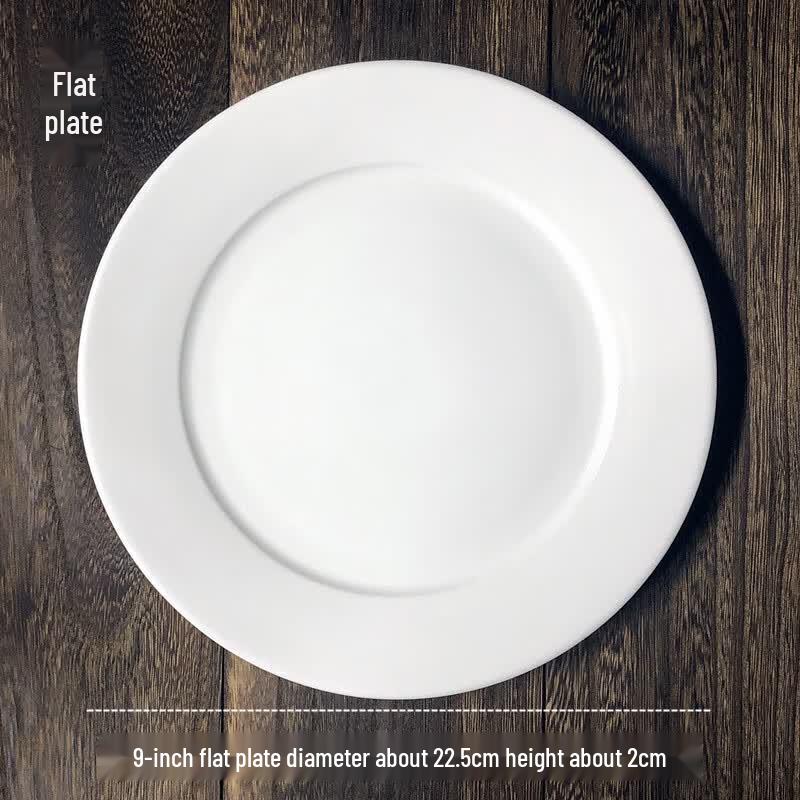 9-inch White Round Ceramic Dinner Plate