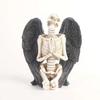 Resin Skeletons Statue Skull Collectible Figurine with Black Angle Wings Resin Figures Decoration for Home Shelves Porch Yard