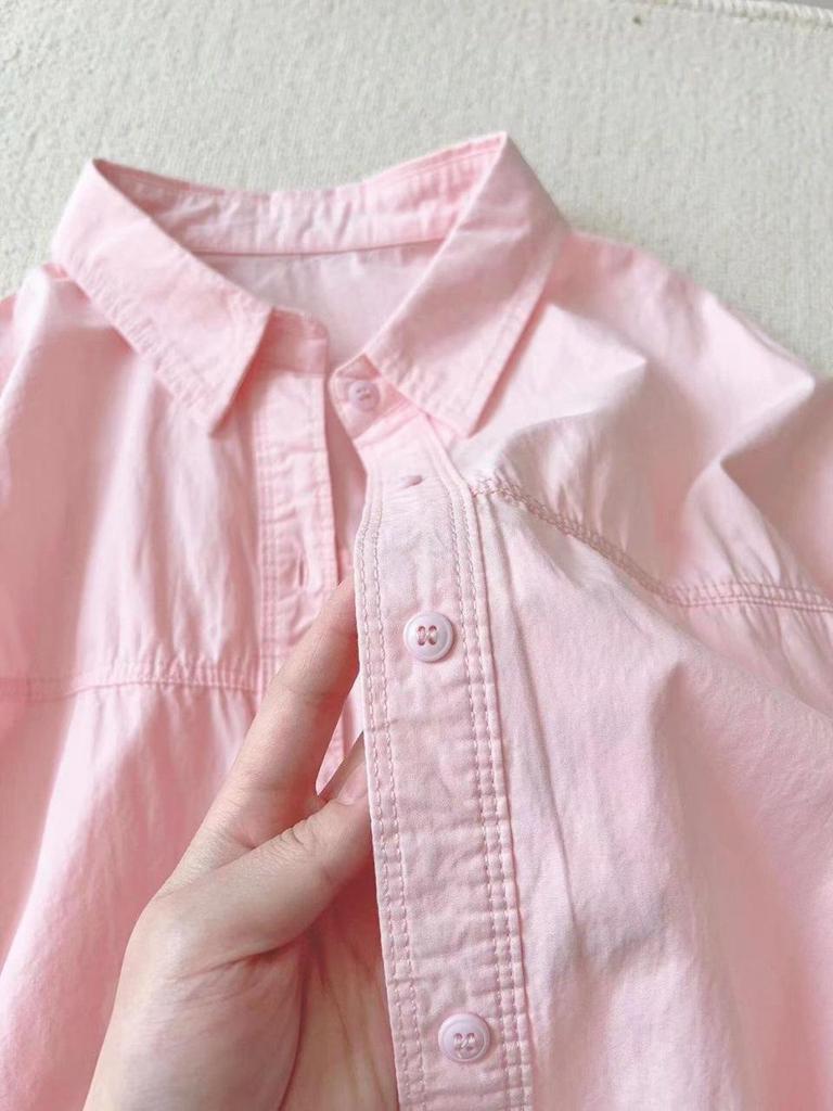 Korean-Style Pure Cotton Long-Sleeve UV Shirt - Trendy Casual Top for Men and Women, Ideal for Spring and Autumn Outdoor Wear